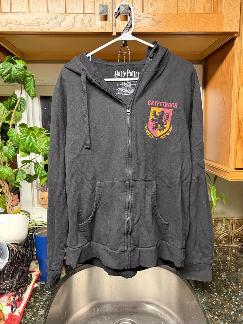 Men’s Warner Bros. Gryffindor Black Zip Hoodie with Crest